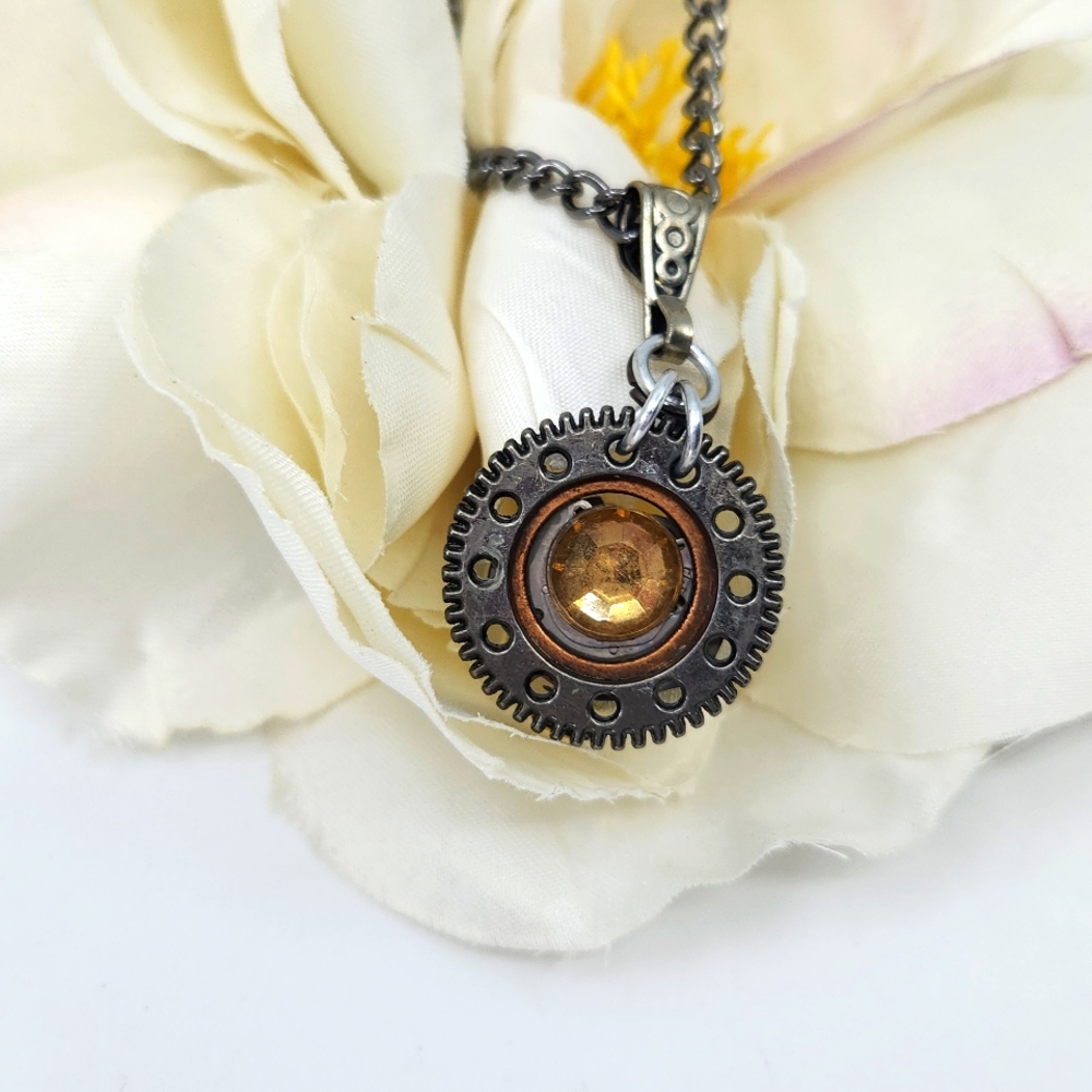 Hand Crafted Pendant and Chain Statement Necklace From Upcycled Watch Parts